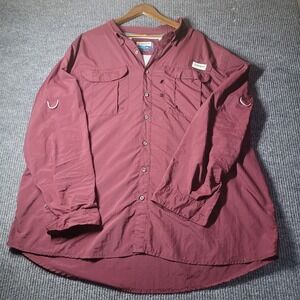 Men's Magellan 3XL Fishing Shirt Maroon Button Down Roll Tab‎ Sleeves